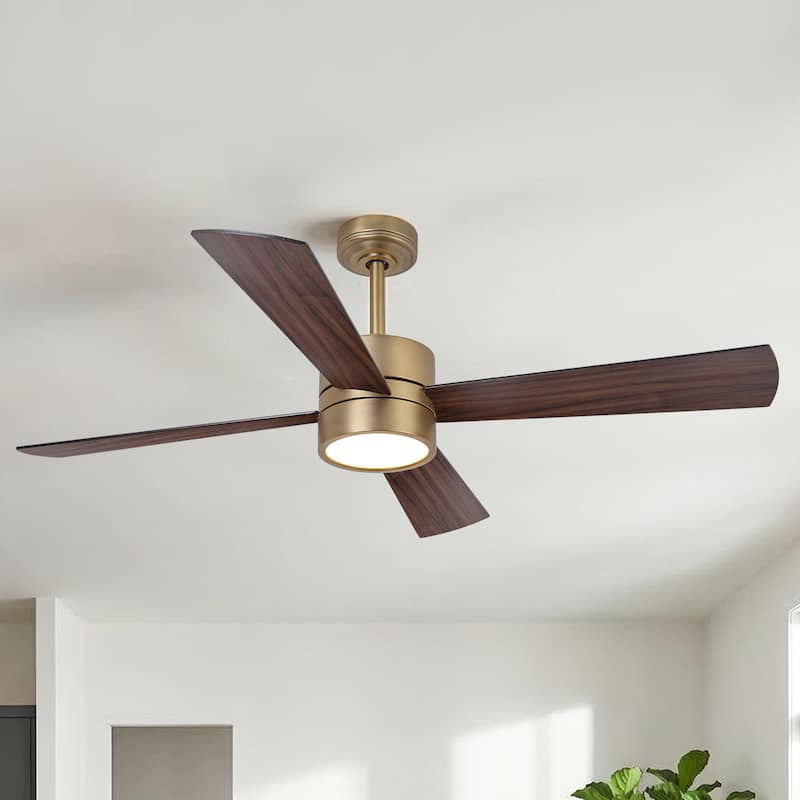 52" Modern Gold Integrated LED Dimmable Reversible Smart Ceiling Fan with RGB Light, Remote and APP Control