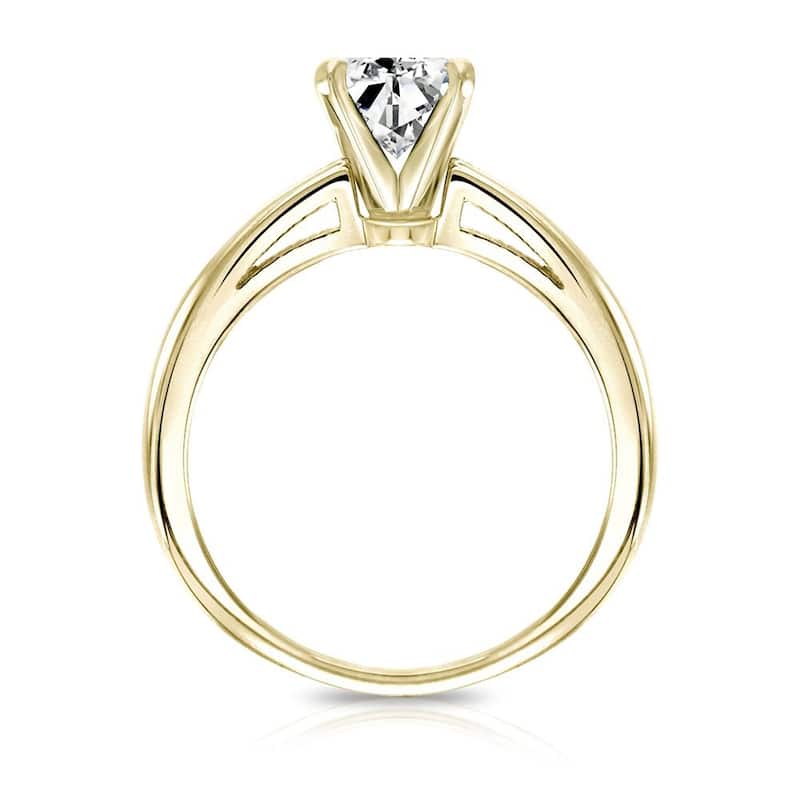 Auriya 14k Gold 1/2ctw Oval-cut Solitaire Diamond Engagement Ring (H-I, I1-I2)