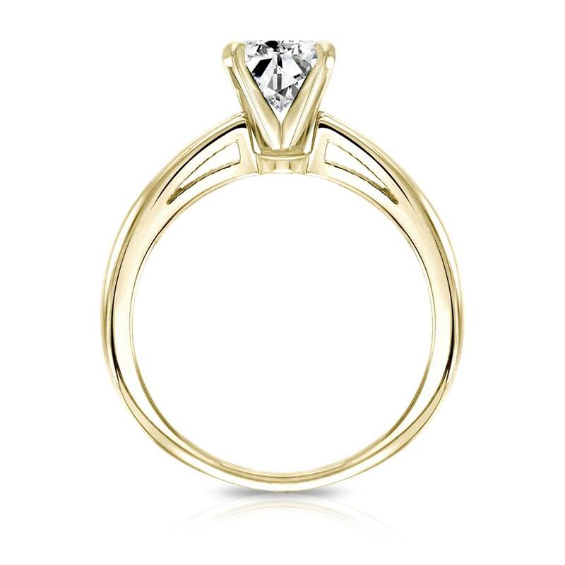 Auriya 14k Gold 1/4ctw Oval-cut Solitaire Diamond Engagement Ring (H-I, I1-I2)