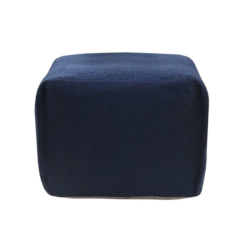 18" Cotton Patchwork Pouf Ottoman for Living Room and Floor Seating - Blue