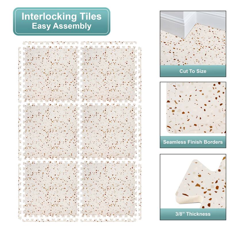 Sorbus 120 Sq. Ft. Wood Grain Floor Tiles Foam Mat EVA Interlocking Mats Tile 3/8-Inch Thick Flooring Wood Puzzle Exercise Mats