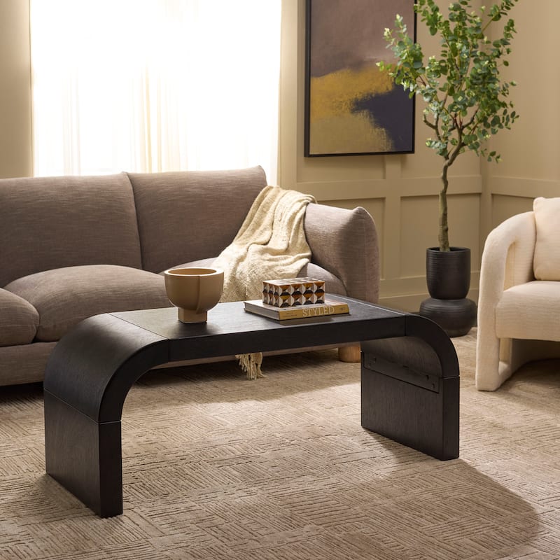 SAFAVIEH Liasonya Curved Coffee Table - 45"W x 18"D x 18"H - Black