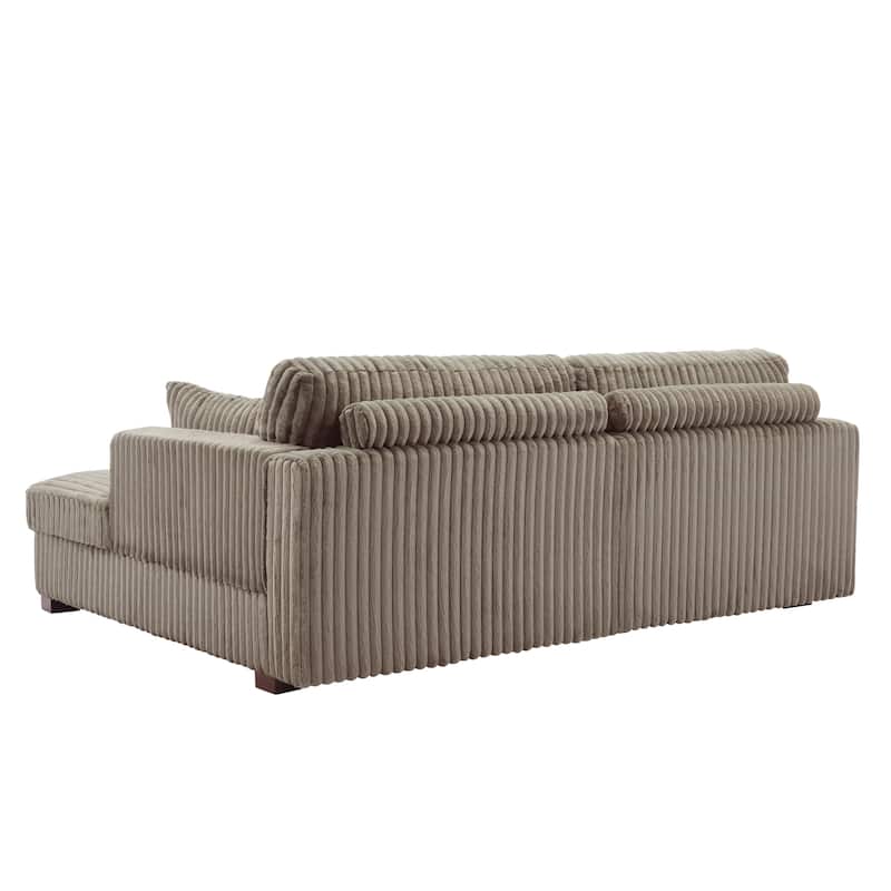 Sophia 84" W Plush Corduroy Chaise Lounge Modular Sectional Sofa
