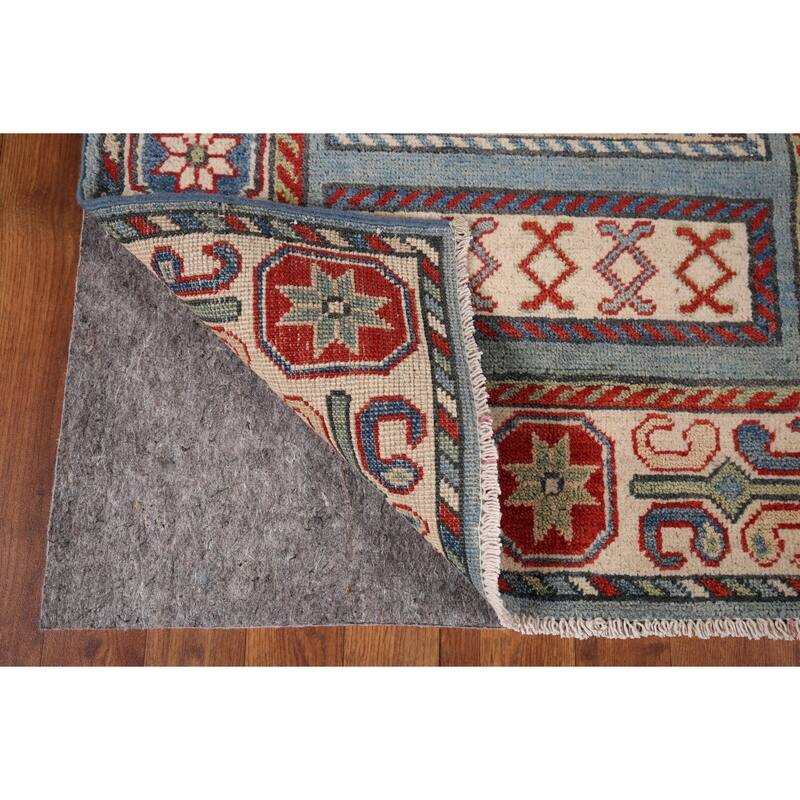 Light Blue Kazak Oriental Runner Rug Handmade Wool Carpet - 3'0" x 16'5"