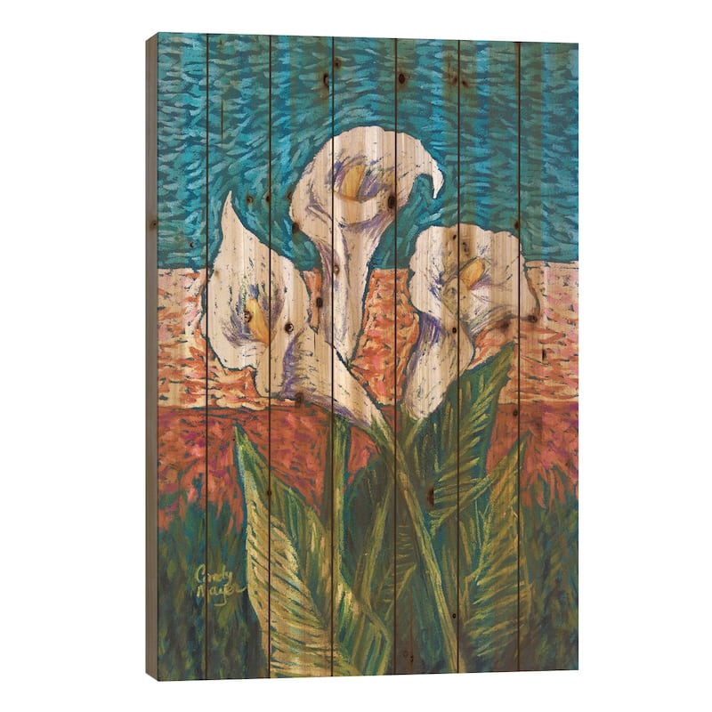 Calla Lilies in Pastel Print On Wood by Candy Mayer - Multi-Color - 26x18x1.5