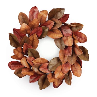 Fall Magnolia Leaf Wreath 24"D - N/A