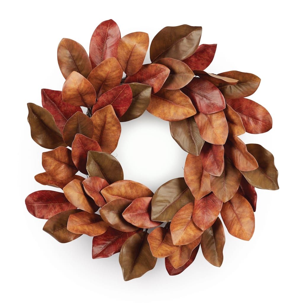 Fall Magnolia Leaf Wreath 24"D - N/A