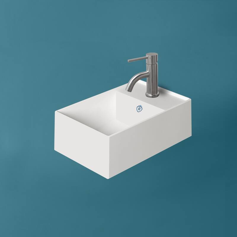 Whitehaus Britannia Rectangular Wall Mount Basin with Right Single