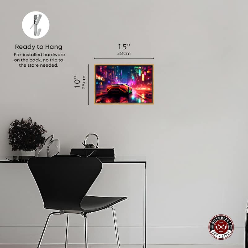 Notoriart City Night Drive Framed Car 1 Piece Canvas Wall Art