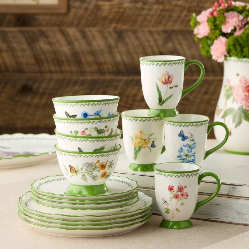 Certified International Mirabella 16 Piece Dinnerware Set, Service for 4 - 10.50"L x 10.50"W x 1.00"H