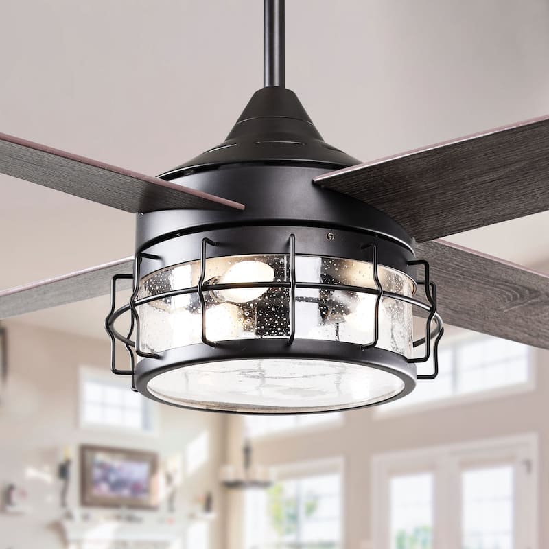 52" Oil-rubbed Bronze 3-Light Wooden Ceiling Fan with Remote