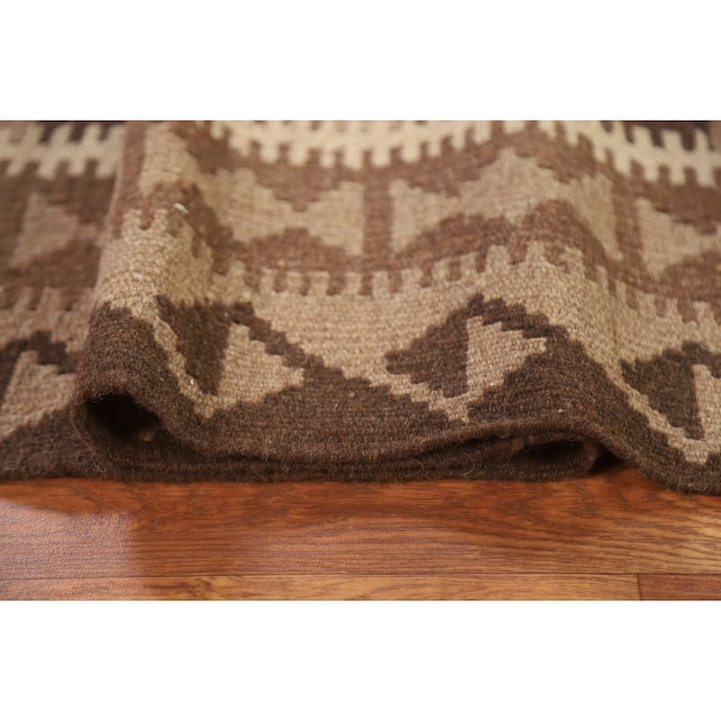 Reversible Kilim Rug Hand-woven Oriental Wool Carpet - 6'7" x 9'6"