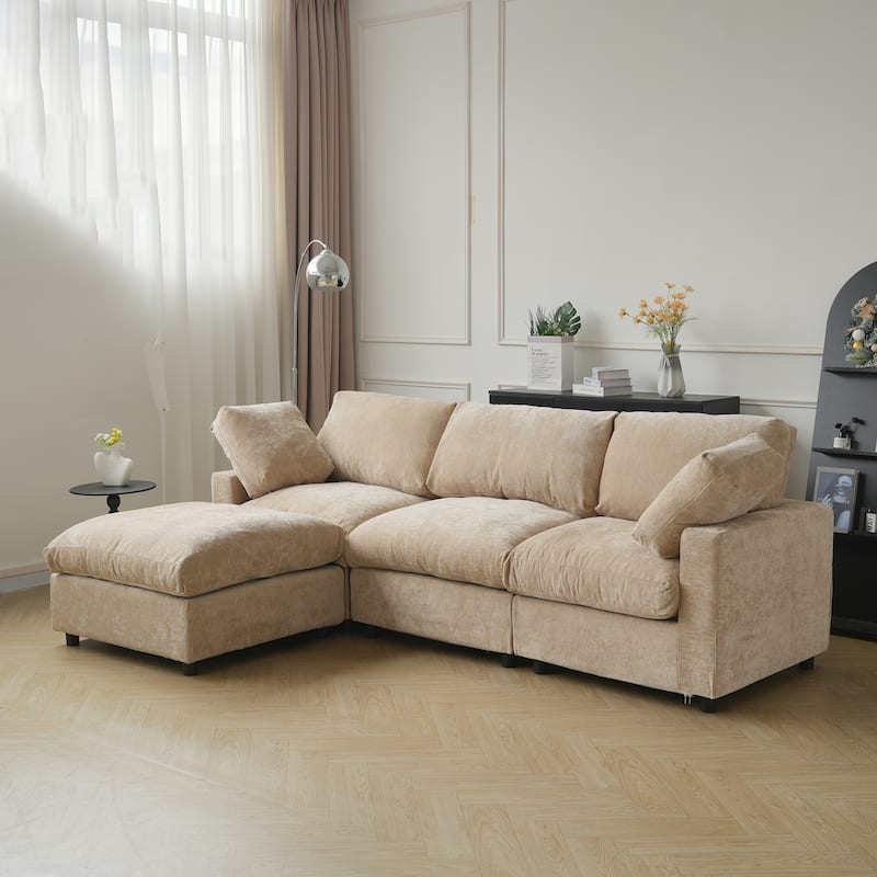 100" L Shape Cloud Modular Couches for Living Room, Modern Convertible Sectional Sofa Couch, Couch Cushion Covers Removable