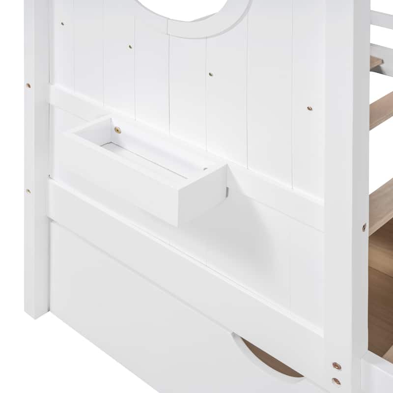 Wooden House Bed for Kids with 2 Drawers and Storage Shelf