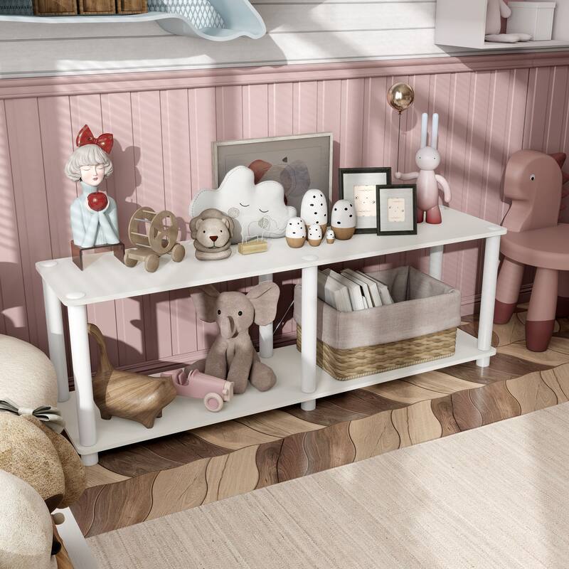 DH BASIC Modern Wood Shelving Unit with storage - Tier Shelves, Cube Ladder Shelf by Denhour