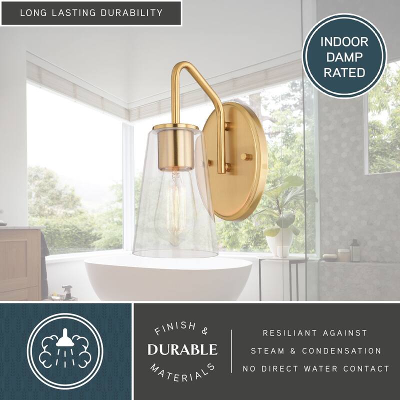Beverly Bathroom Vanity Light Fixture Clear Glass Shade, LED Compatible