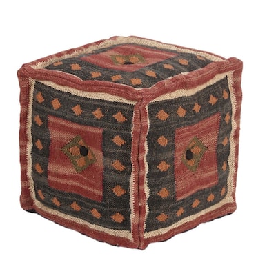 Handmade Indo Upholstered Pouf
