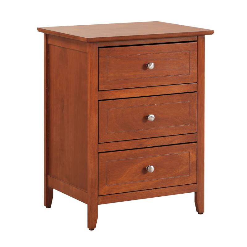 3-Drawer Wooden Rectangular Nightstand - 25" - Brown