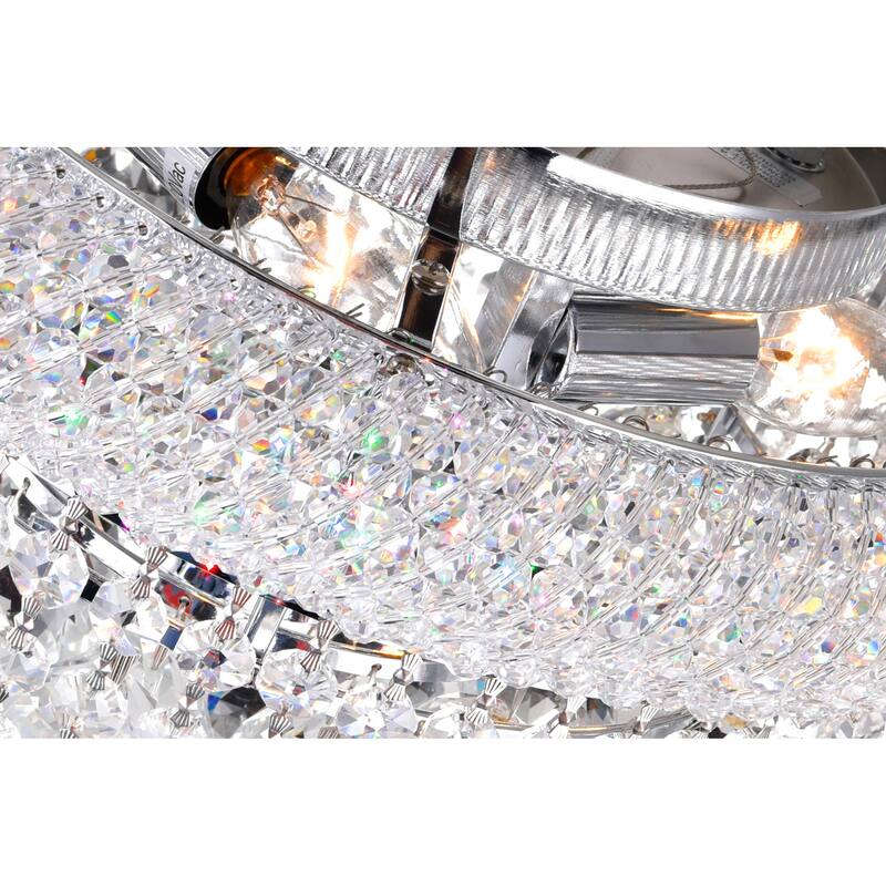 Crystal 14" Chrome Flush Mount Light 4-Light with E12 Bulb Base