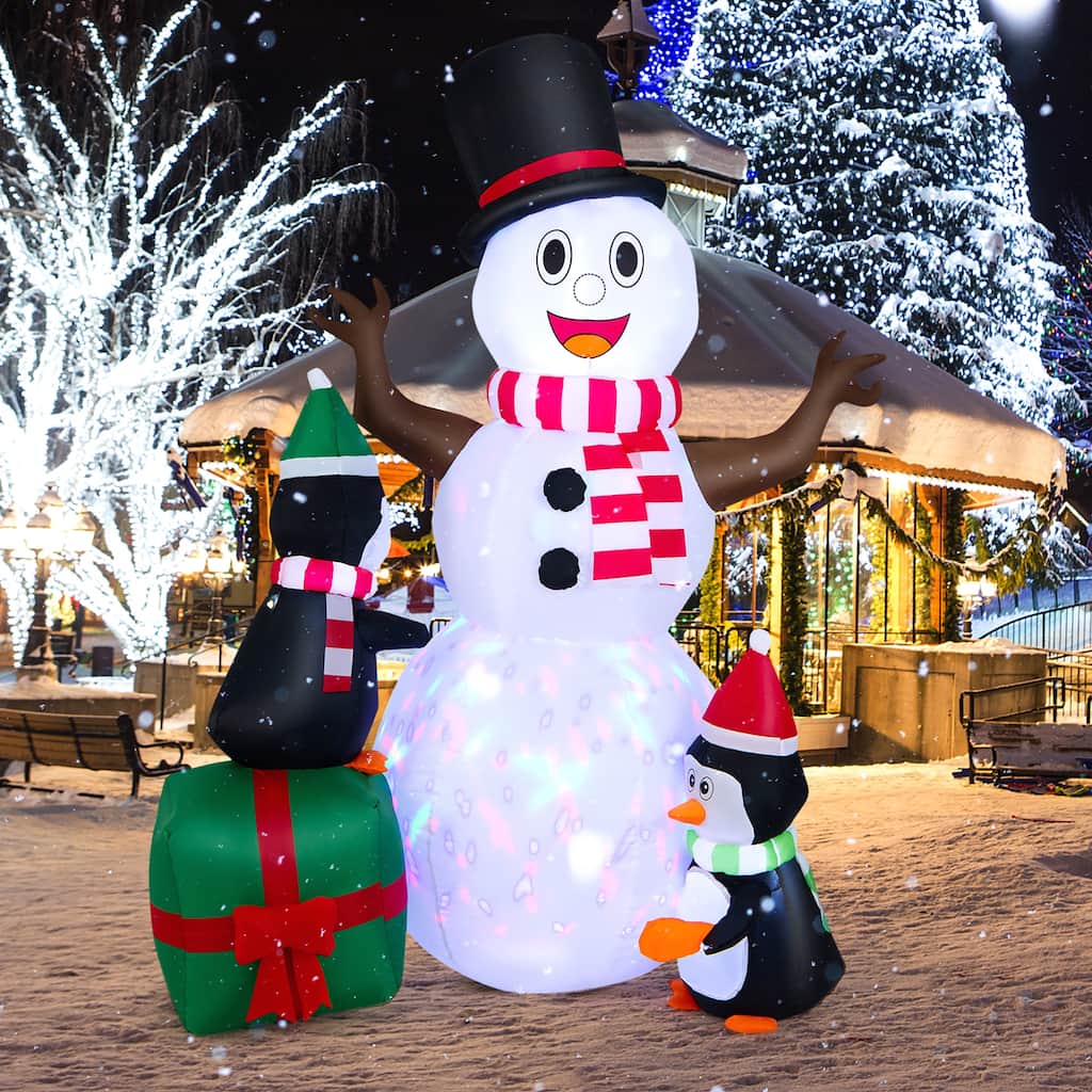 Costway 6 FT Inflatable Snowman & Penguins Christmas Decor w/Colorful - See Details