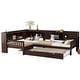 preview thumbnail 11 of 34, L-Shaped Twin Platform Bed with Trundle, Solid Wood Frame, Built-In Drawers & Shelves, No Box Spring Needed