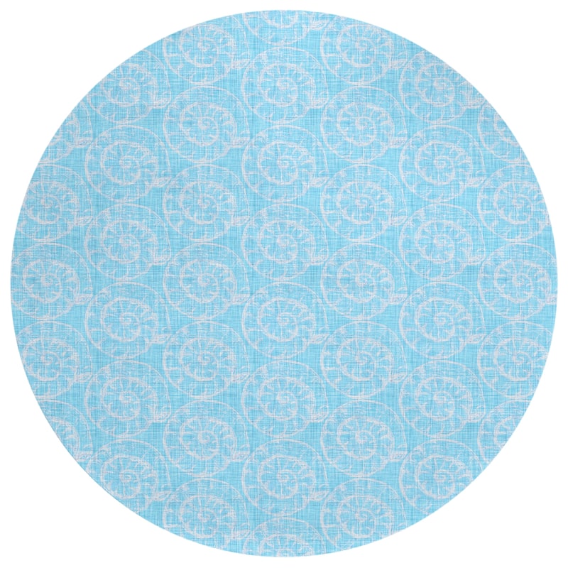 Indoor/ Outdoor Surfside Imprints Washable Rug New - Aqua - 8' x 8'