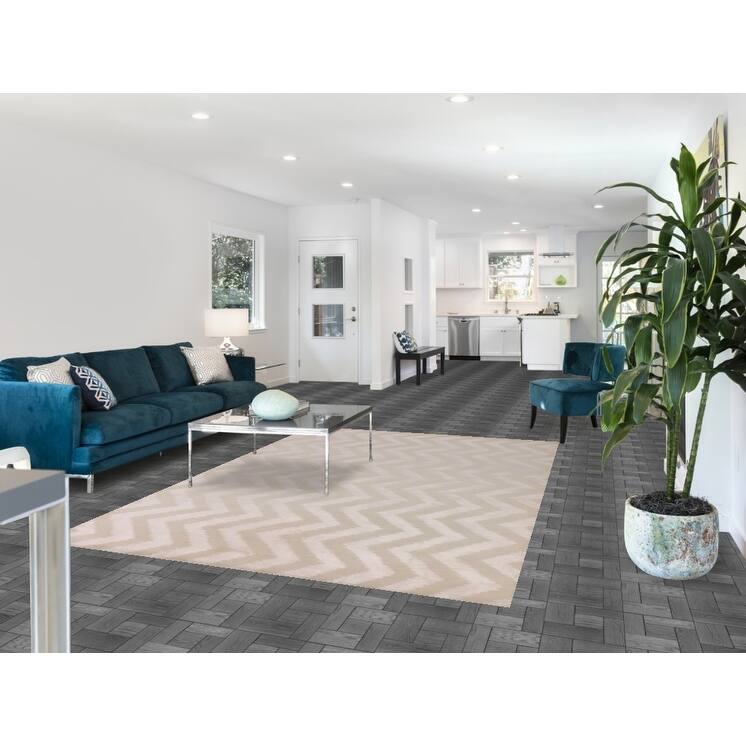 Chevron Style Modern Area Rug Handmade Wool Carpet - 6'1"x 8'10"