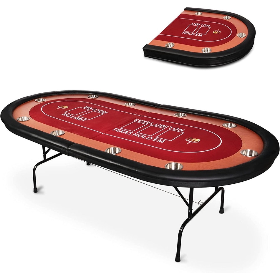 Poker Table Foldable Large 10 Players Casino Table Texas Holdem