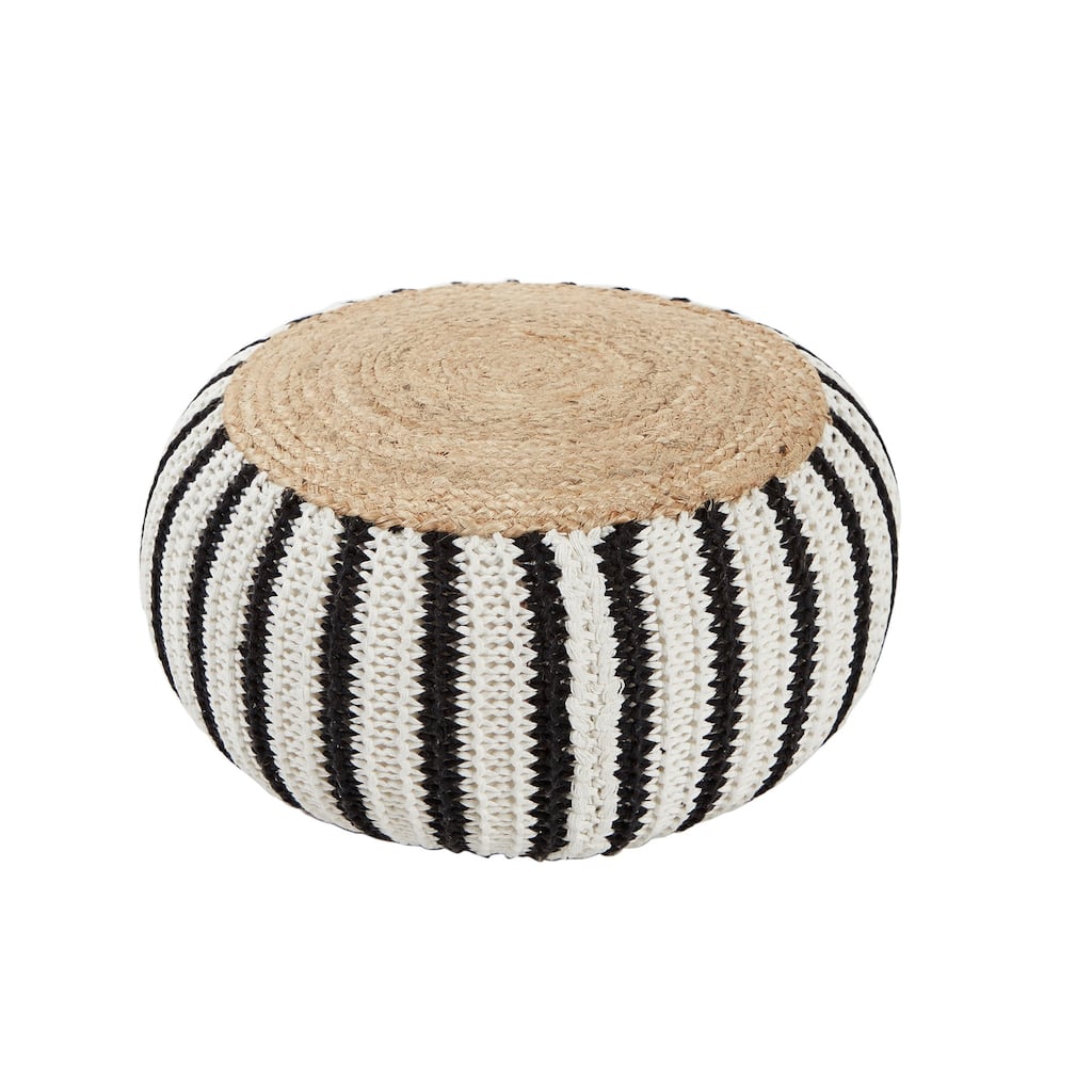 20x10 Decker Two Tone Round Jute Pouf