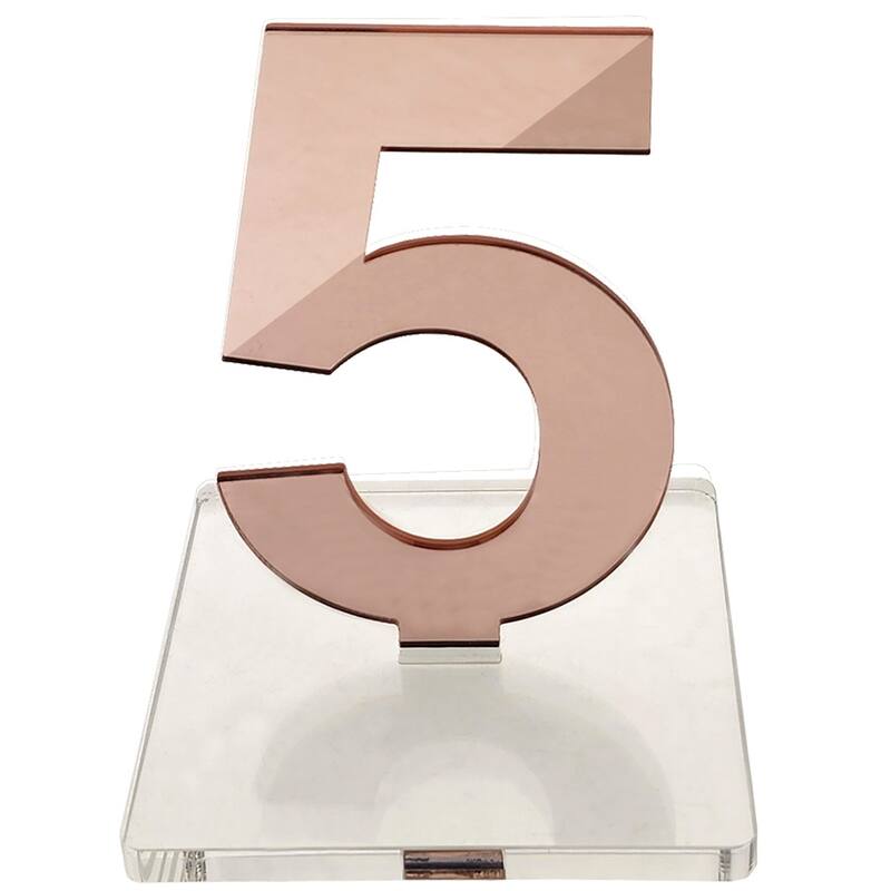 OnDisplay Luxe Laser Cut Mirrored Acrylic Wedding/Party/Event Table Numbers - 5" Tall Modern Thick Mirror Set