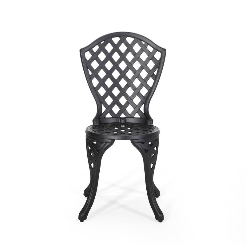 3-Piece Metal Bistro Set - Curved Cast Aluminum Outdoor Table and Chairs