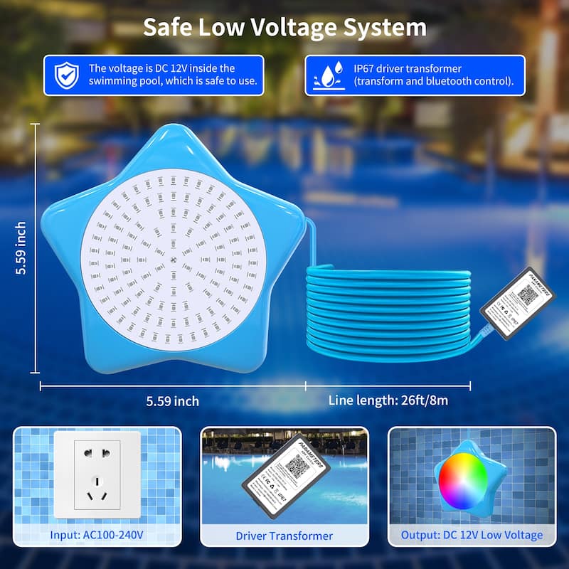 RGB Pool Lights Waterproof with App Control