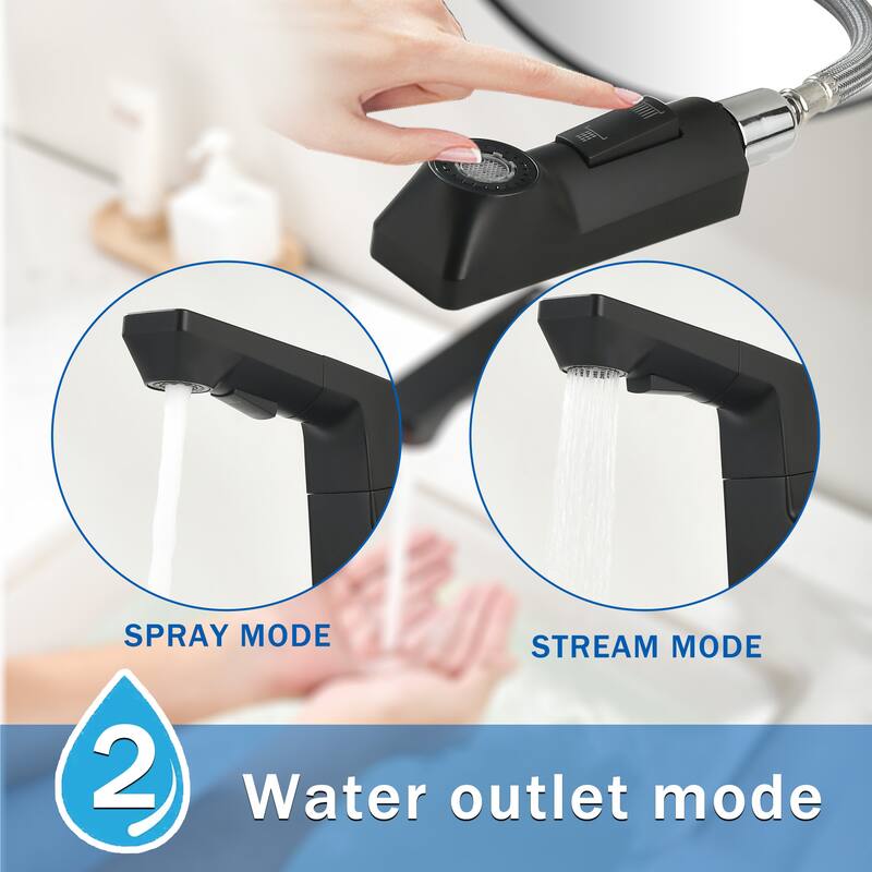 Smart LED Bathroom Faucet Chrome - Temperature Digital Display, Pull Down Sprayer for RV and Home Sinks