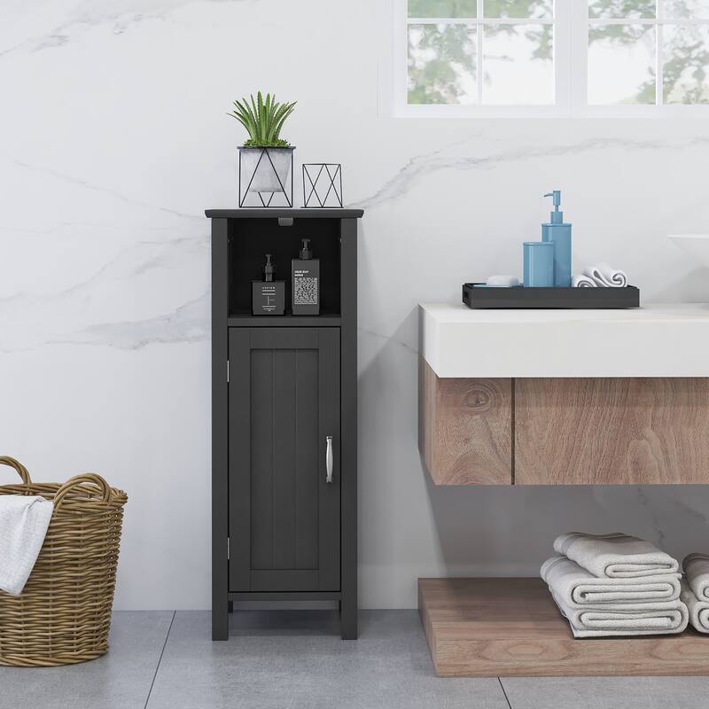 Gymax Bathroom Storage Organizer Narrow Floor Cabinet w/ 2-Tier