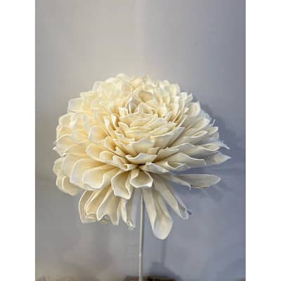 Handmade Shola Dalia Flower on Natural Stem H 39.4" - NATURAL