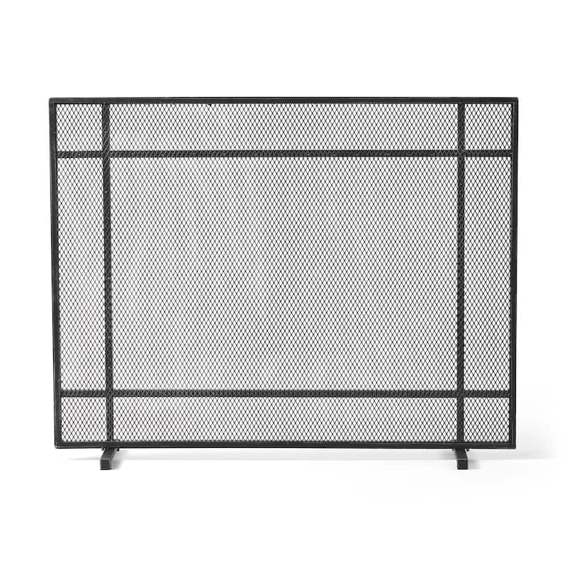 Roomfitters Minimalist Fireplace Screen, Single-Panel Design with Sleek Frame and Durable Mesh for Stylish, Functional Fireplace