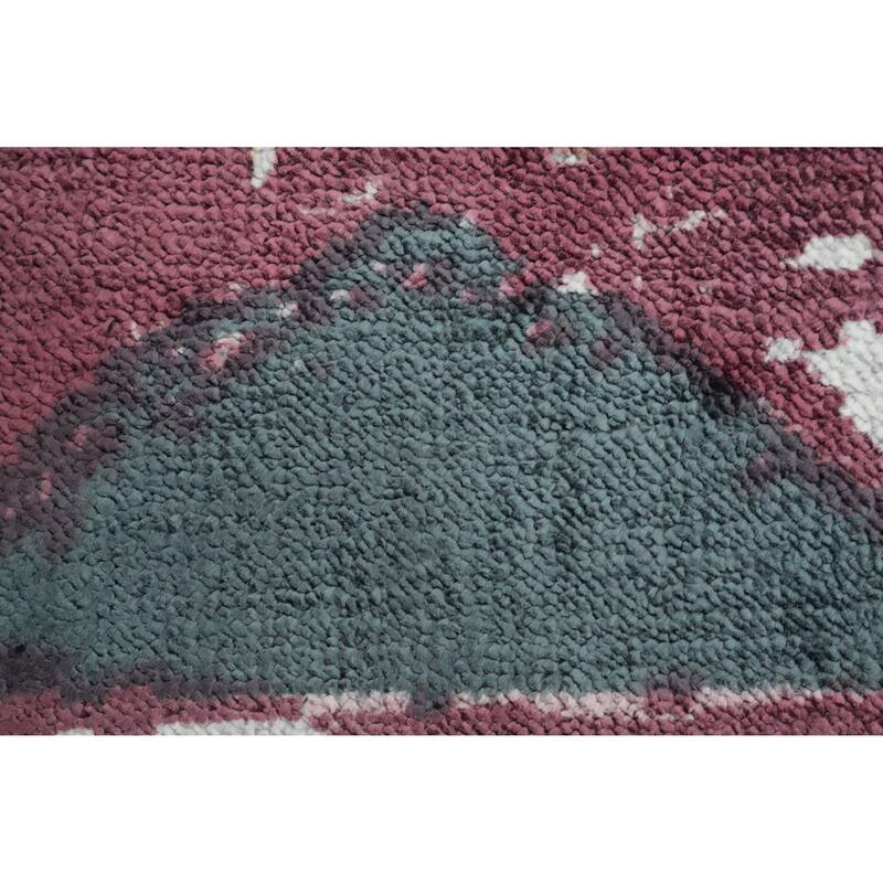 Hand Knotted Oriental Viscose Silk Carpet Modern Pictorial Multi-Colored Abstract Area Rug - 7' 11'' X 5' 8''