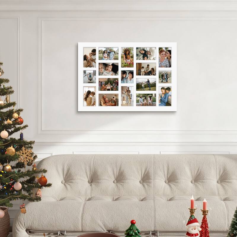 Rustic 17-Pack 4x6 Collage Frame 26.2x18.4 Inch Picture Frames Collage Wall Decor - White