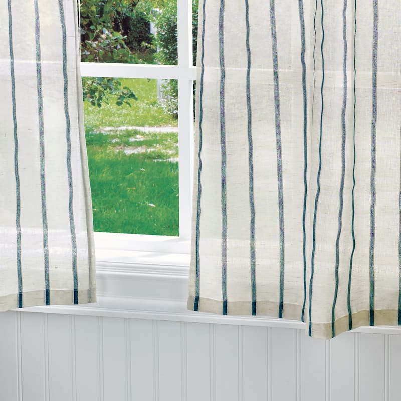 Martha Stewart Laguna Stripe 3-piece Curtain Tier and Valance Set