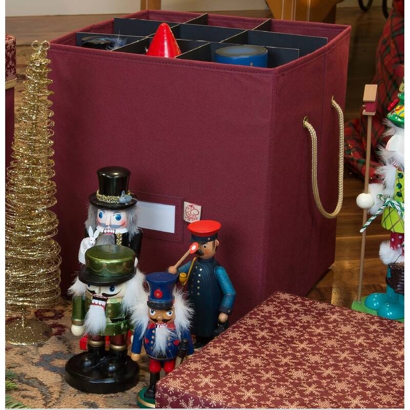 14" Burgundy and Gold Holiday Collectibles Storage Box