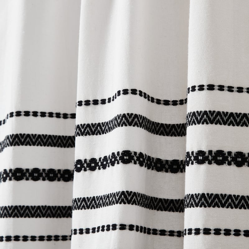 Curtainworks Global Woven Stripe 3-Piece Valance And Tiers Set