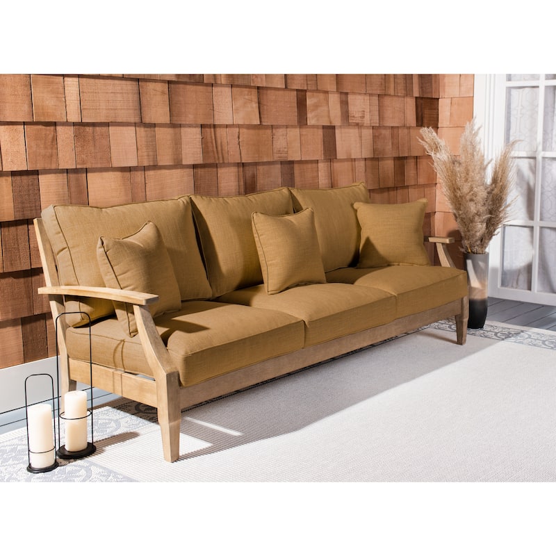 SAFAVIEH Couture Martinique Wood Patio Sofa - 82"W x 35"D x 32"H