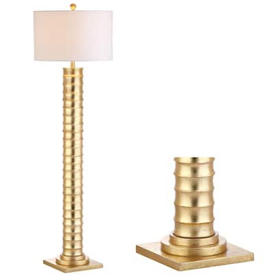 Cox 63" Metal LED Floor Lamp, Gold Leaf by JONATHAN Y - Gold leaf - 63" H x 18" W x 18" D