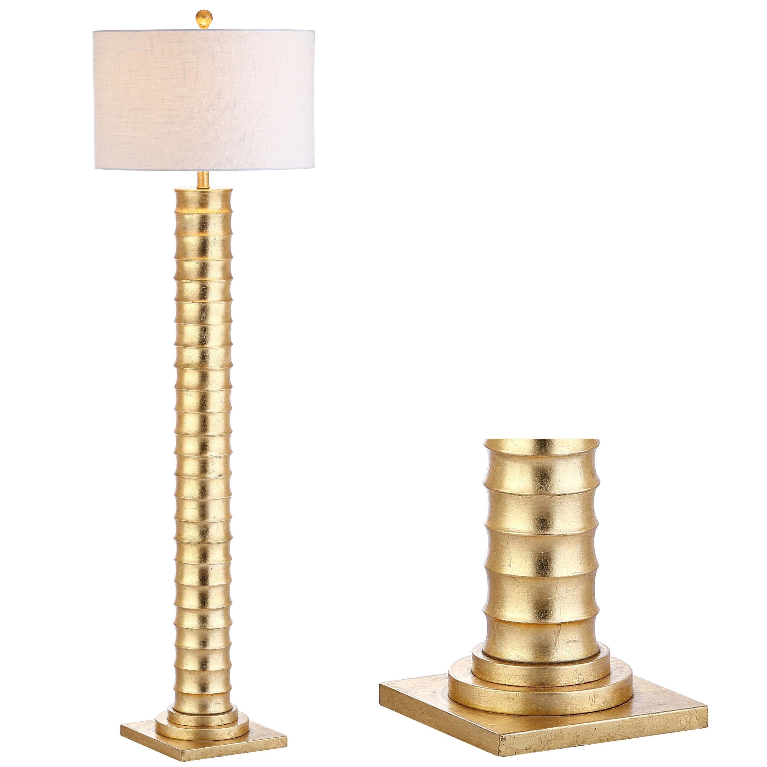 JONATHAN Y Cox 63" Metal LED Floor Lamp, Gold Leaf - Gold leaf - 63" H x 18" W x 18" D