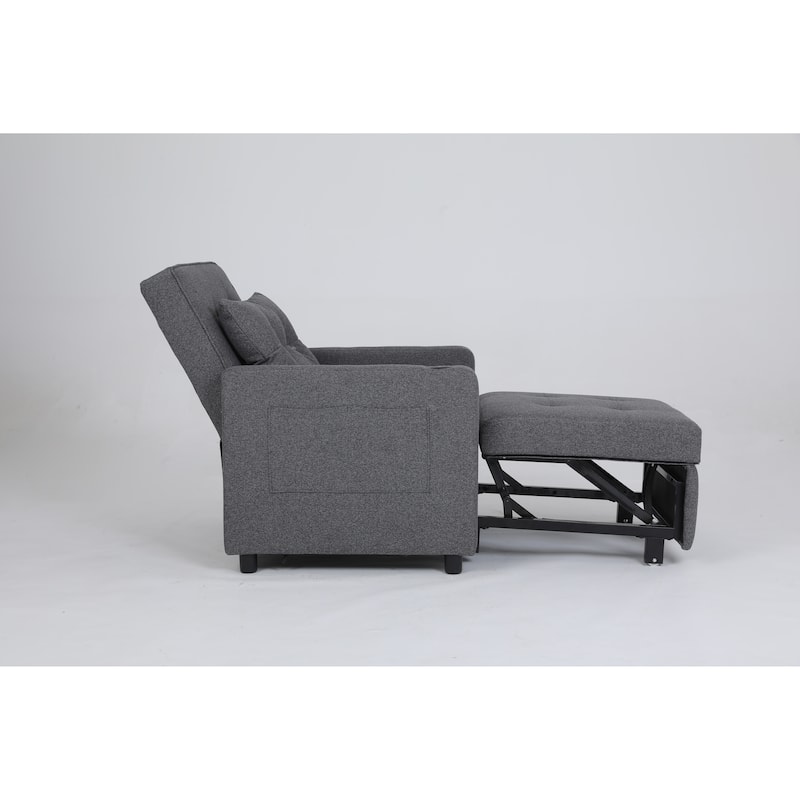 Convertible Pull-Out Sofa Bed with Side Pockets, Sleeper Chair with USB Charging, Single Chaise Lounger Chair