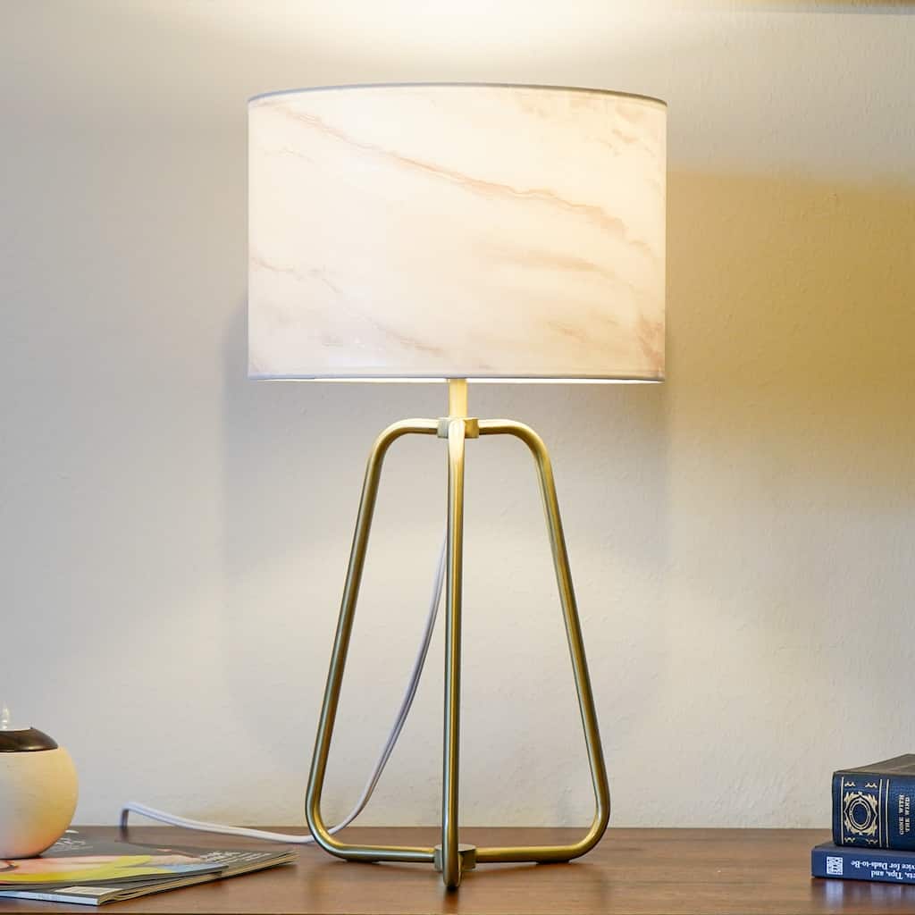 Small Modern Stylish Desk Lamp, Easy To Install, Marble Lampshade Table Lamp - Bronze 110V Metal Online Shift Switch
