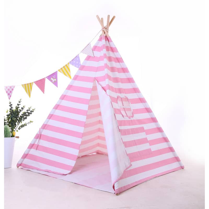Natural Cotton Canvas Teepee Tent for Kids Indoor & Outdoor Use