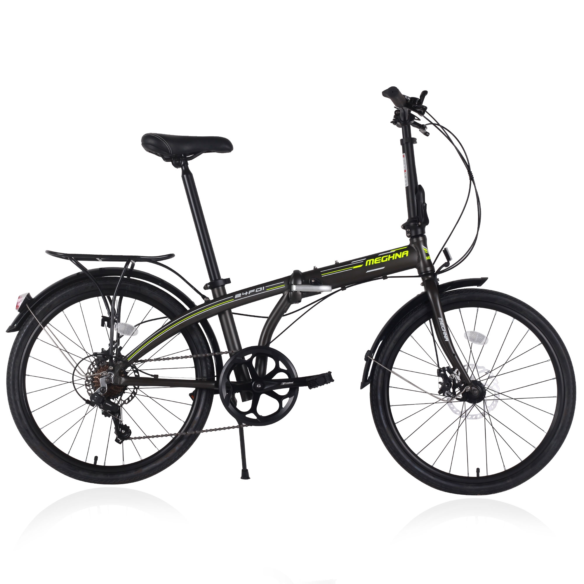 24 Folding City Bike Aluminum Frame 7 Speed Folding Bike Green