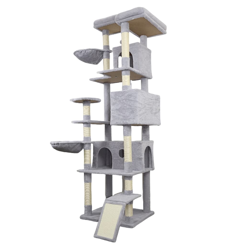 84 In Light Gray Cat Tree Tower With Large Condo Sisal Scratching Post Big Hammock And Top Platform