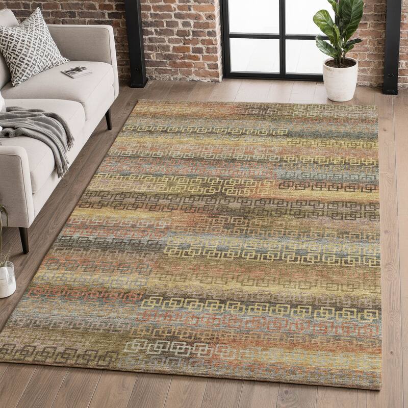 Premium Washable Super Soft Modern Stripe Mayfield Rug - Brown - 10' x 14'